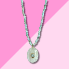 AMELIA ROSE JEWELRY Triple Gemstone Beaded Choker - Moonstone & Larimar