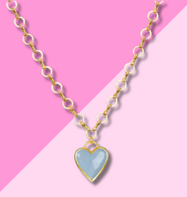 AMELIA ROSE JEWELRY Framed Heart Petite Loop Necklace - Blue Jade