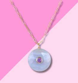 AMELIA ROSE JEWELRY Lace Agate Statement Coin Necklace