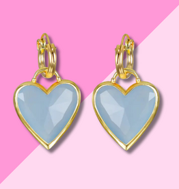 AMELIA ROSE JEWELRY Framed Heart Huggies - Blue