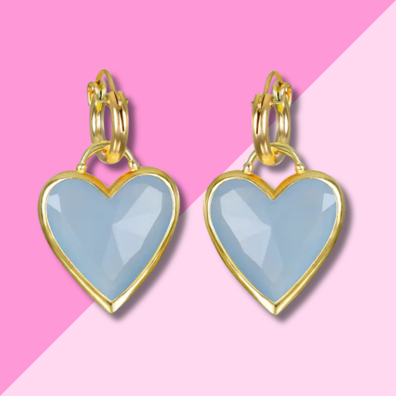 AMELIA ROSE JEWELRY Framed Heart Huggies - Blue