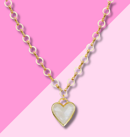 AMELIA ROSE JEWELRY Framed Heart Petite Loop Necklace - Moonstone