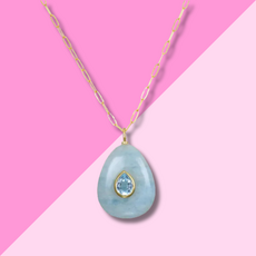 AMELIA ROSE JEWELRY Aquamarine & Blue Topaz Pear Necklace