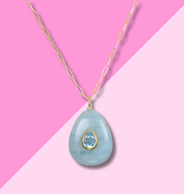 AMELIA ROSE JEWELRY Aquamarine & Blue Topaz Pear Necklace