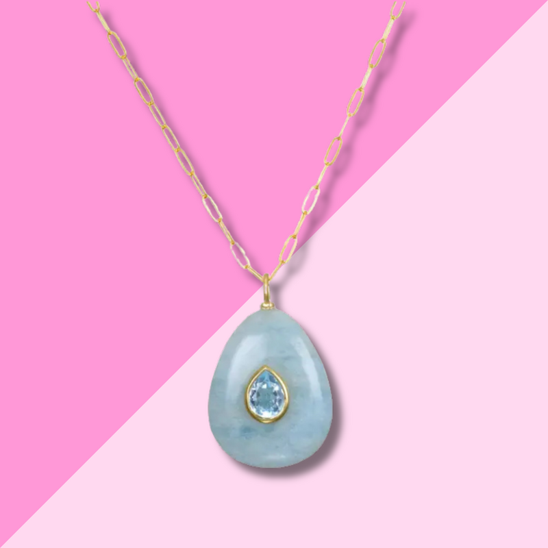 AMELIA ROSE JEWELRY Aquamarine & Blue Topaz Pear Necklace
