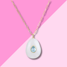 AMELIA ROSE JEWELRY Moonstone & Blue Topaz Pear Necklace