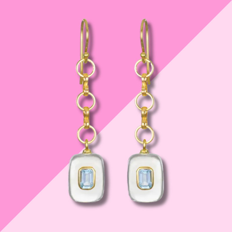 AMELIA ROSE JEWELRY Topaz & Quartz Rectangle Dangles