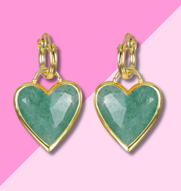 AMELIA ROSE JEWELRY Framed Heart Huggies - Aventurine