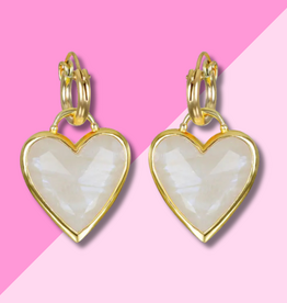 AMELIA ROSE JEWELRY Framed Heart Huggies - Moonstone