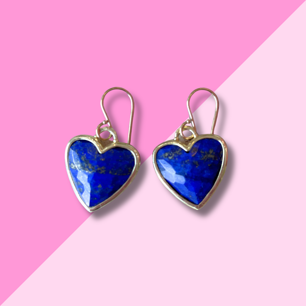 AMELIA ROSE JEWELRY Framed Heart Dangles - Lapis