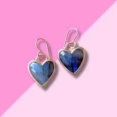 AMELIA ROSE JEWELRY Framed Heart Dangles - Labradorite