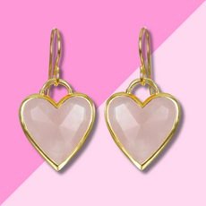 AMELIA ROSE JEWELRY Framed Heart Dangles - Rose Quartz