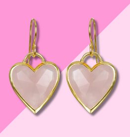 AMELIA ROSE JEWELRY Framed Heart Dangles - Rose Quartz