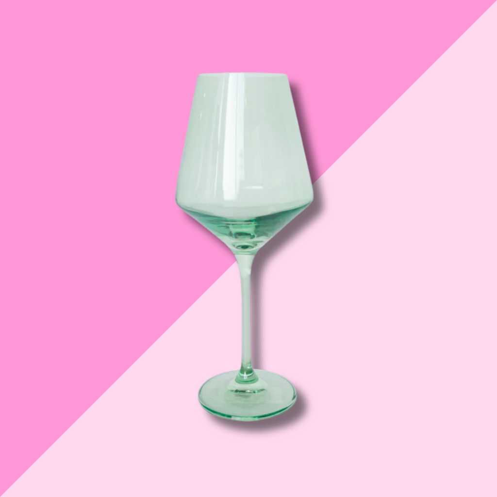 Estelle Colored Glass Mint Green Stemmed Wine Glass