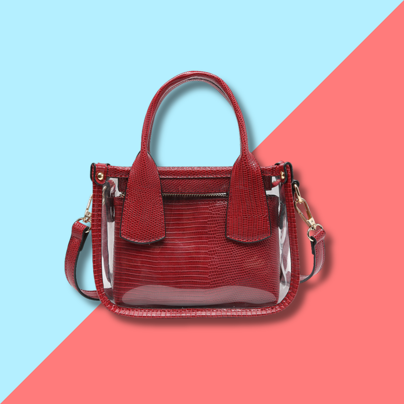 Stacey Clear Satchel - Dark Red