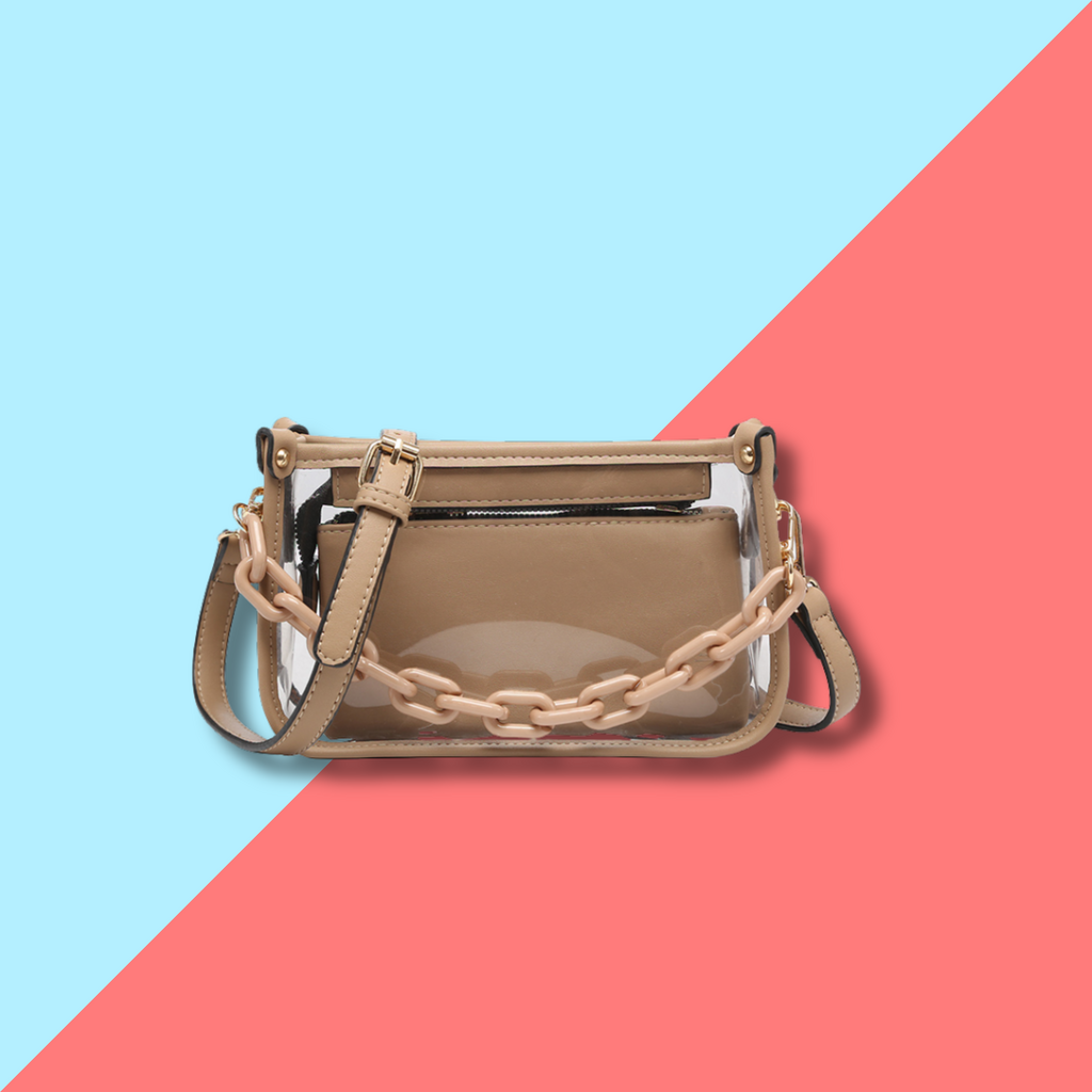 Jessica Clear Crossbody - Taupe
