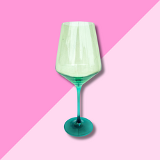 Estelle Colored Glass Mint + Emerald Stemmed Wine Glass