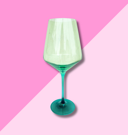 Estelle Colored Glass Mint + Emerald Stemmed Wine Glass