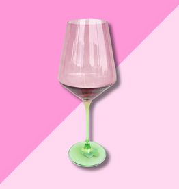 Estelle Colored Glass Rose + Mint Stemmed Wine Glass