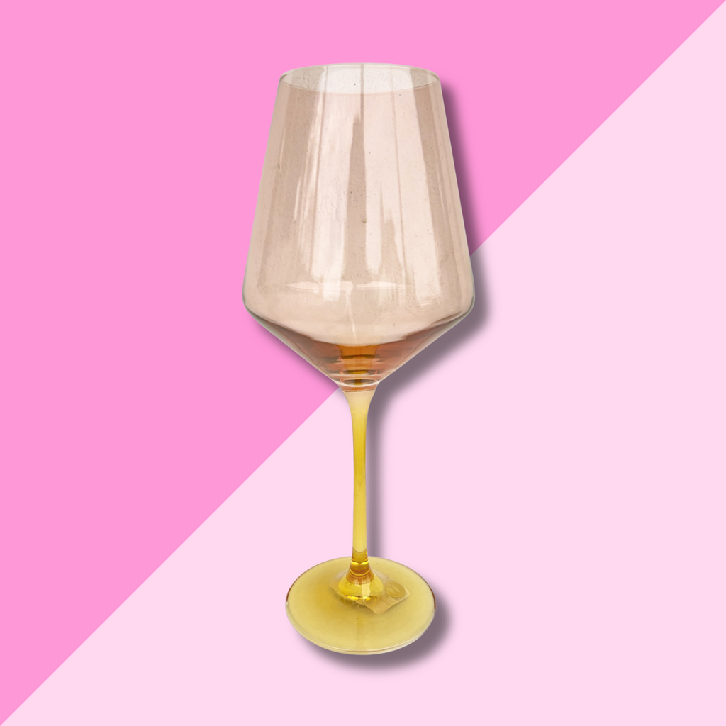 Estelle Colored Glass Blush + Yellow Stemmed Wine Glass