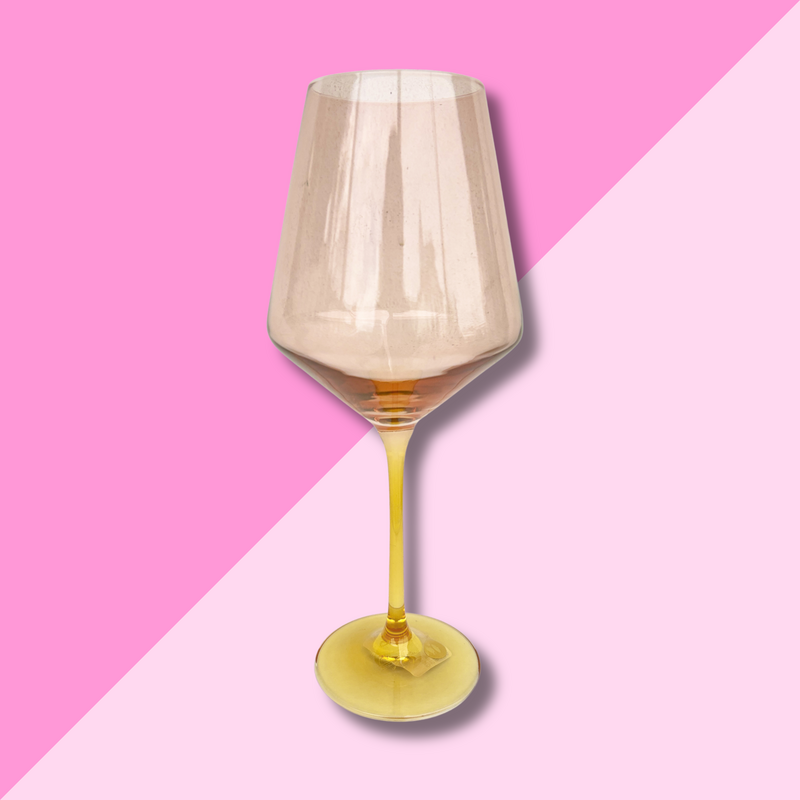 Estelle Colored Glass Blush + Yellow Stemmed Wine Glass