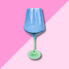 Estelle Colored Glass Cobalt + Mint Stemmed Wine Glass