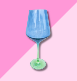 Estelle Colored Glass Cobalt + Mint Stemmed Wine Glass