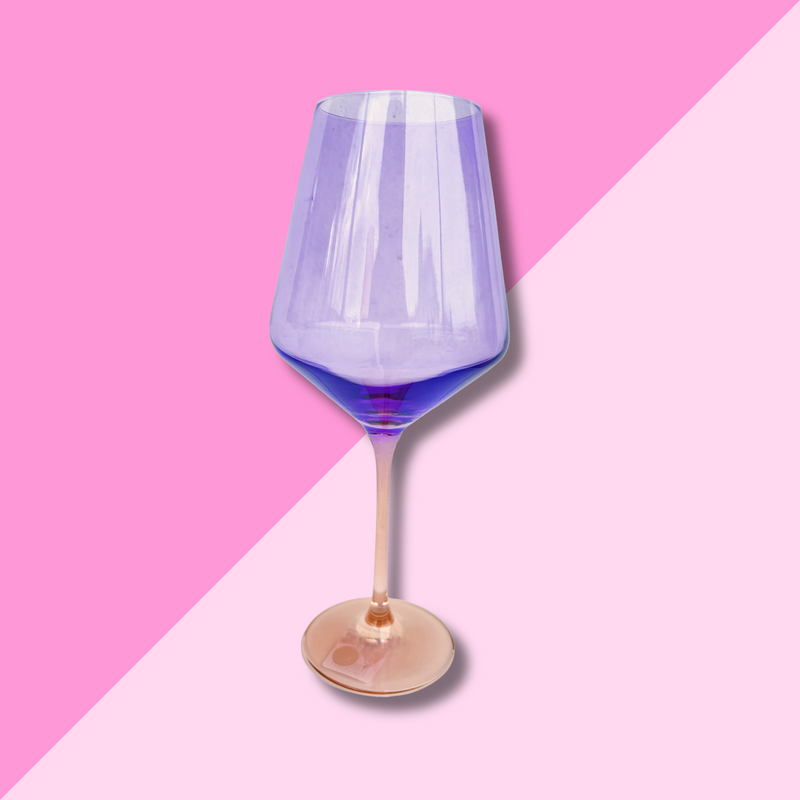 Estelle Colored Glass Lavender + Blush Stemmed Wine Glass