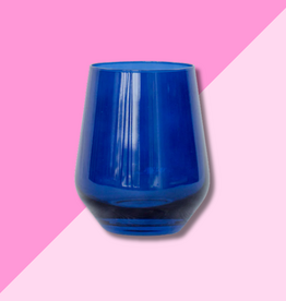 Estelle Colored Glass Midnight Blue Stemless Wine Glass