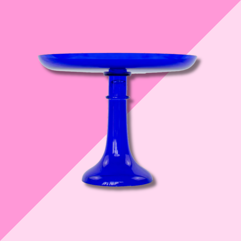 Estelle Colored Glass Royal Blue Cake Stand