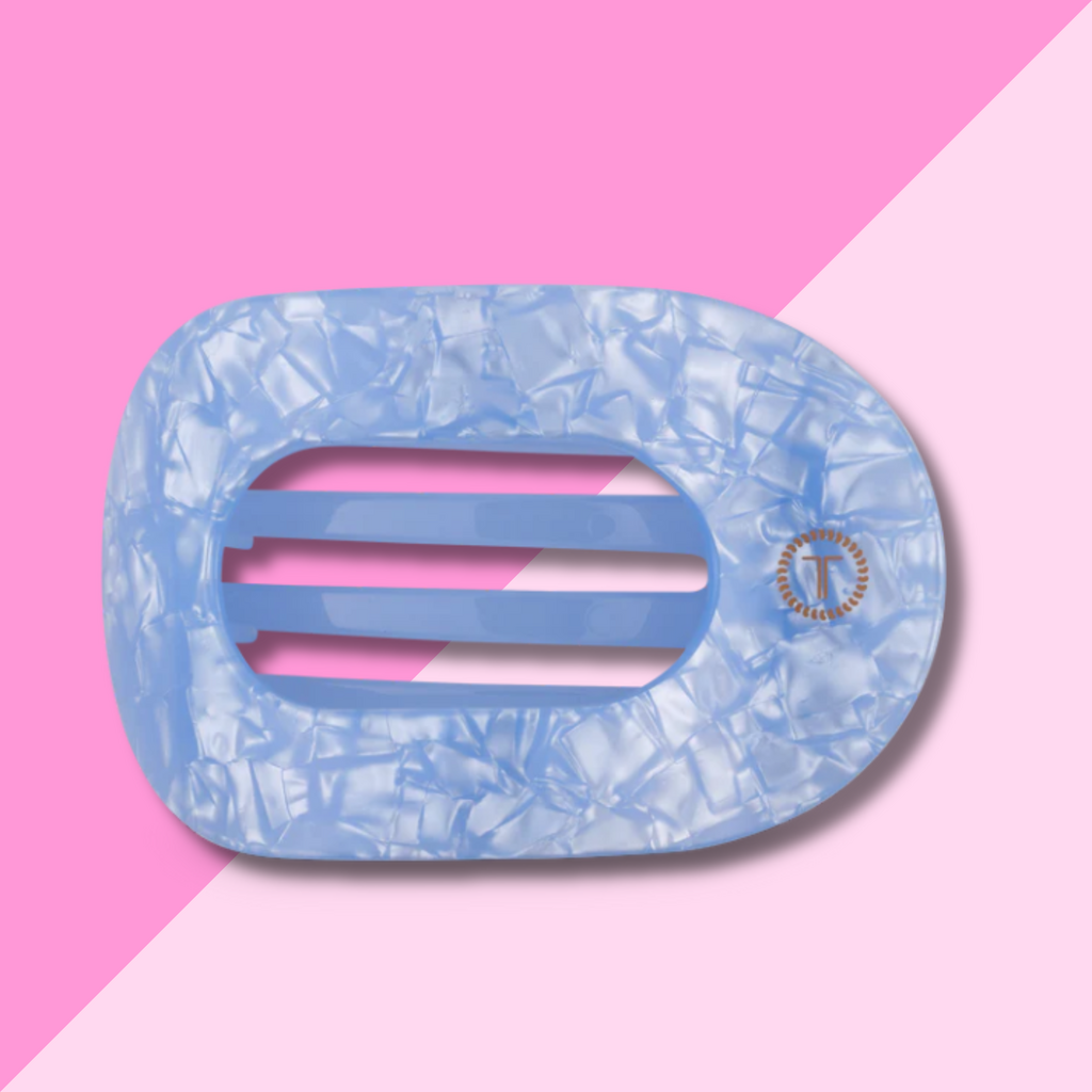 Blue Lagoon Large Flat Round Hair Clip