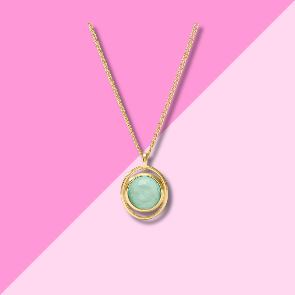 Laguna Solitaire Necklace - Iridescent Aquamarine Blue