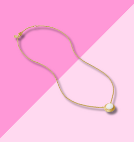 Portofino Solitaire Necklace - White Jade