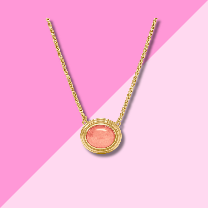 Portofino Solitaire Necklace - Melon Jade