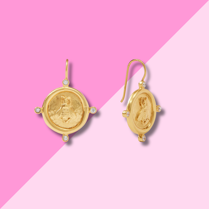 Bee Cameo Earring - Cubic Zirconia