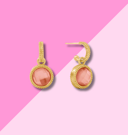 Fleur-de-Lis Hoop & Charm Earring - Iridescent Melon