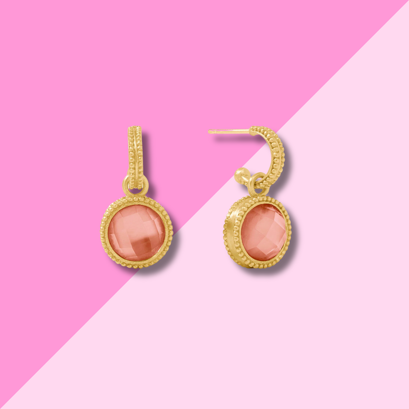 Fleur-de-Lis Hoop & Charm Earring - Iridescent Melon