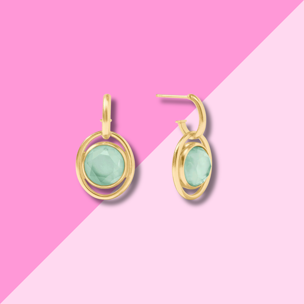 Laguna Hoop & Charm Earring - Iridescent Aquamarine Blue
