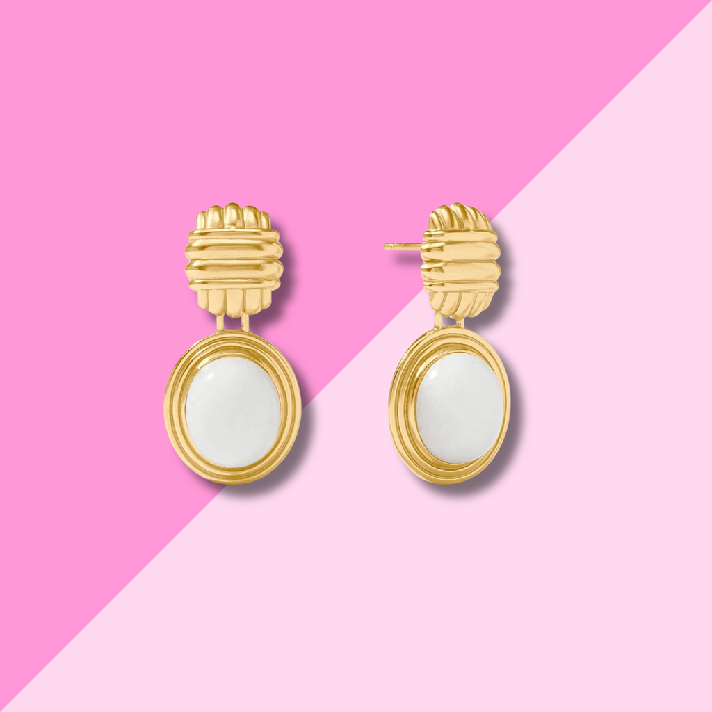 Portofino Stone Earring - White Jade