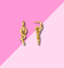 Snake Hoop & Charm Earring - Cubic Zirconia