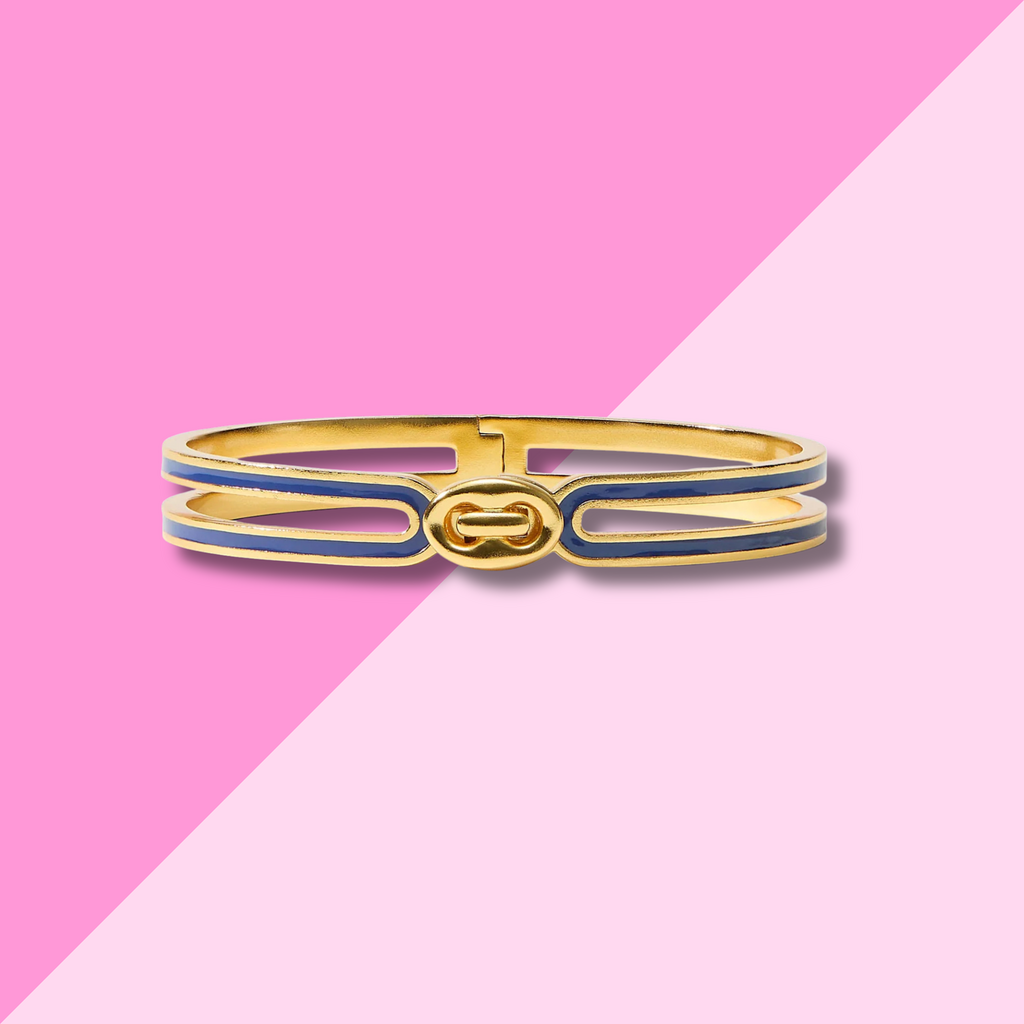 Julie Vos Laguna Enamel Hinge Bangle - Navy - OS