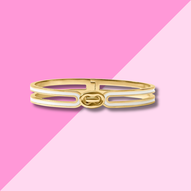 Julie Vos Laguna Enamel Hinge Bangle - Ivory - OS