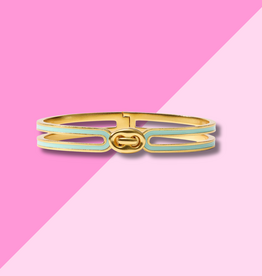 Julie Vos Laguna Enamel Hinge Bangle - Aqua Enamel - OS