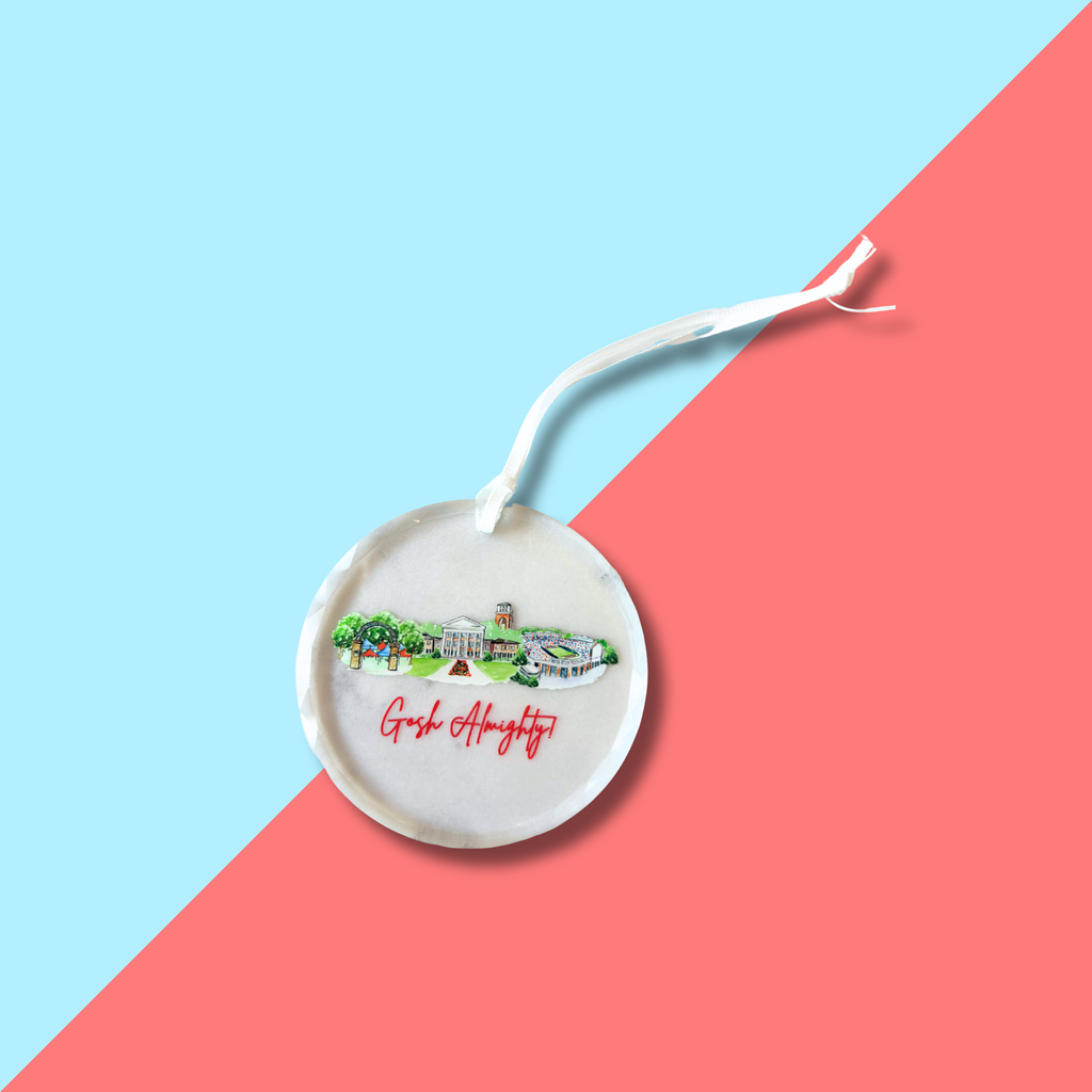 Ole Miss Landmark Glass Ornament