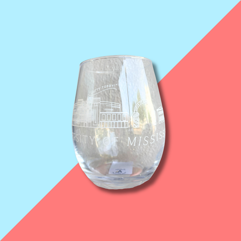 Ole Miss Skyline Wine Glass