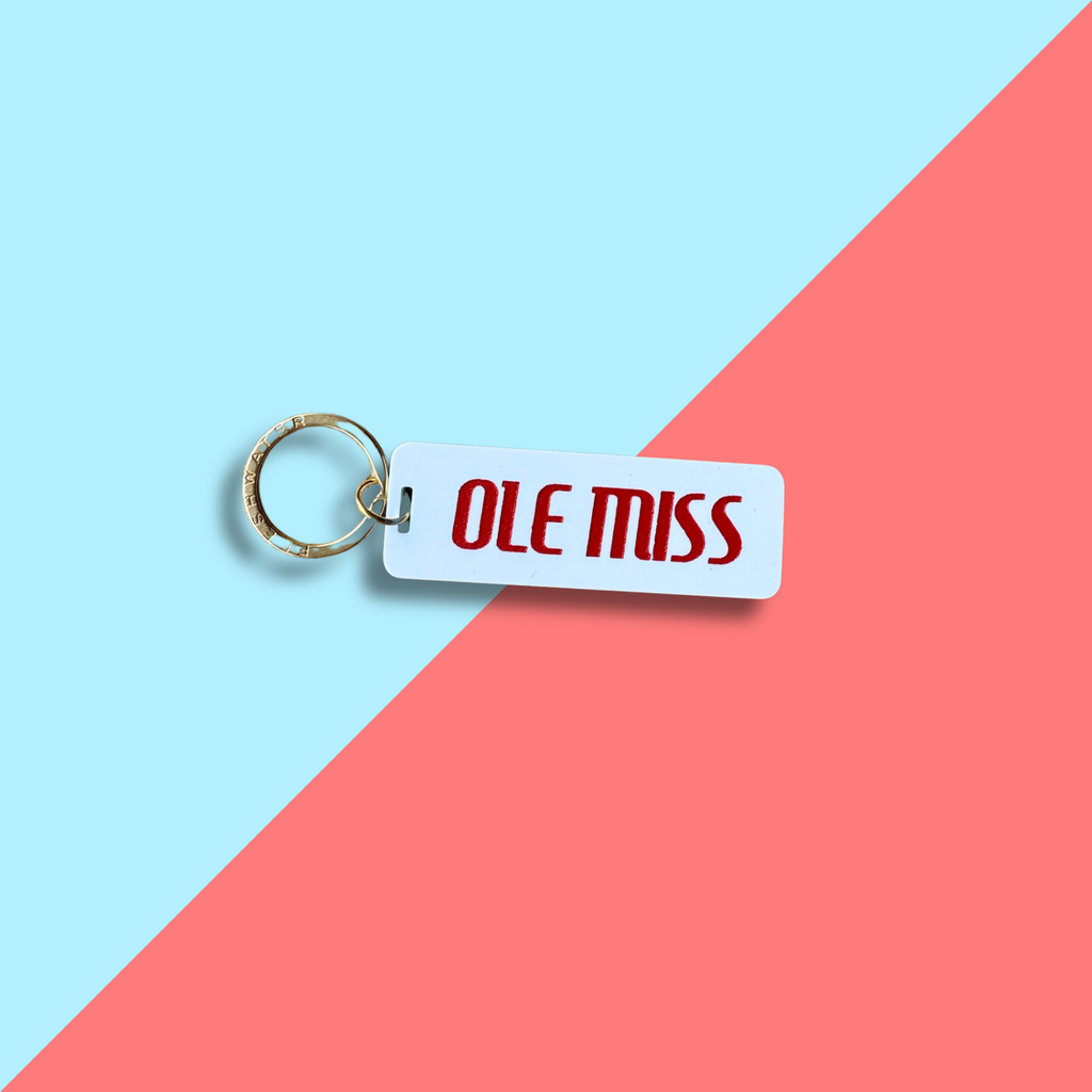 Sky Blue Rectangle Keychain - Ole Miss