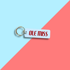 Sky Blue Rectangle Keychain - Ole Miss