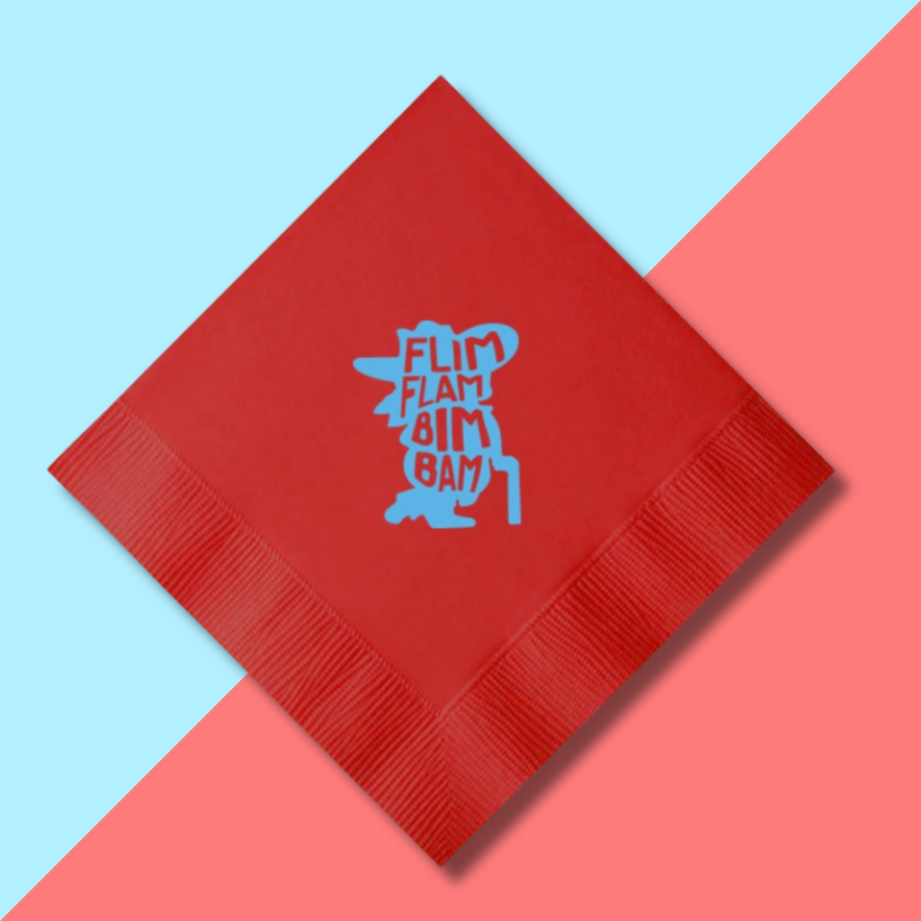Flim Flam Cocktail Napkins - Red/Powder Blue