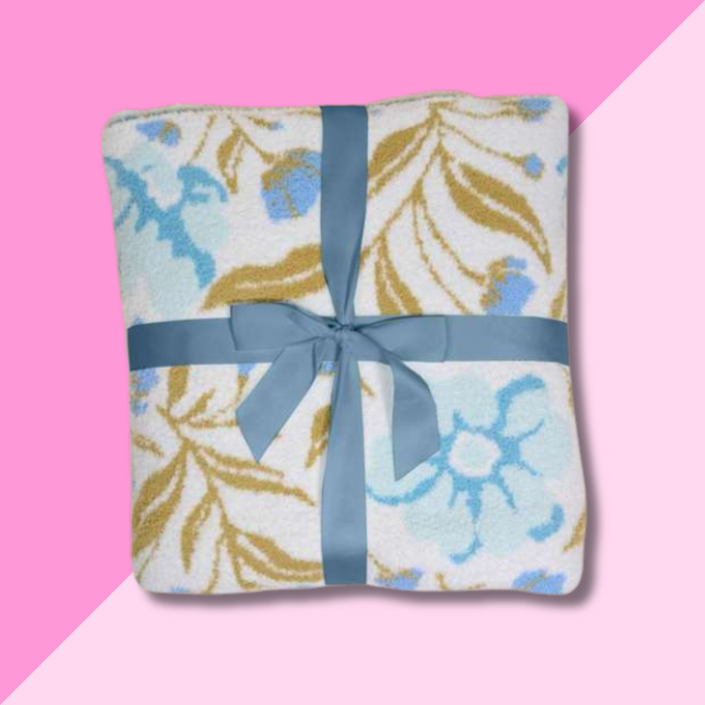 Luxe Blanket - Poppin' Petals Aqua