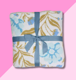 Luxe Blanket - Poppin' Petals Aqua